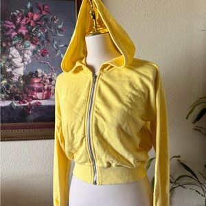Yellow Hooded Terry Cloth Women's Zip Up
